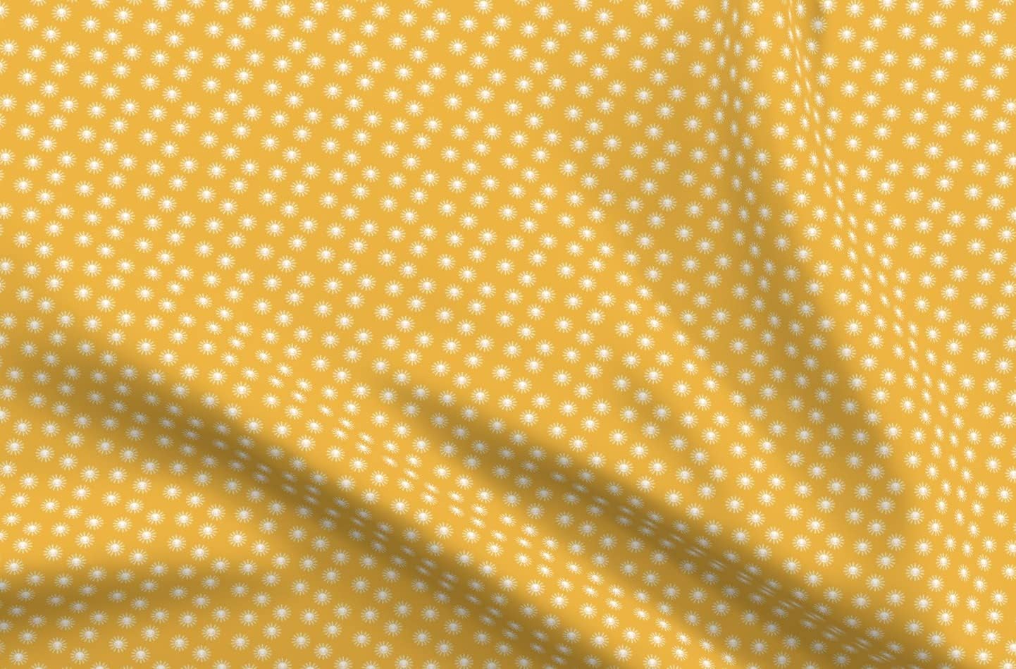 Spoonflower Fabric - Micro Scale Sunshine Cute Suns Golden Yellow Sun Kawaii You Little Printed on Cotton Poplin Fabric Fat Quarter - Sewing Shirting Quilting Dresses Apparel Crafts