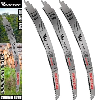 3PCS 15''L Reciprocating Saw Blades for Wood, 6TPI Japanese Teeth | Cr-V Reciprocal Saw Blades, Triple-Ground Offset Teeth, Curved Edge Recip Saw Blades for Wood Trees Trimming Cutting Pruning