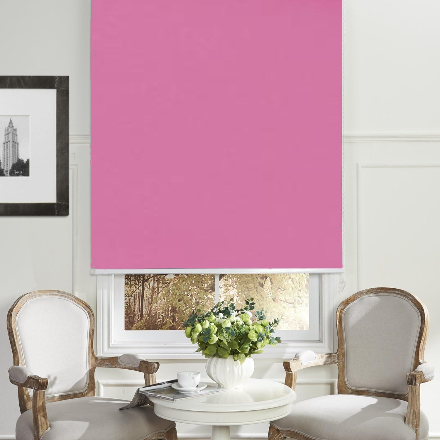 PASSENGER PIGEON Blackout Window Shades, Premium Free-Stop Cordless UV Protection Custom Roller Blinds, 25" W x 52" L,Pink