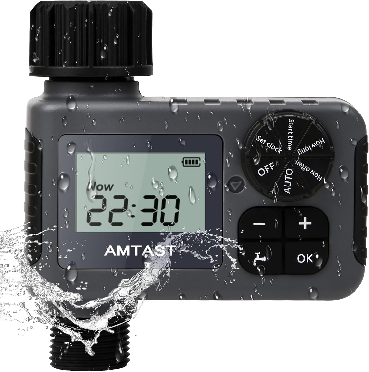 Sprinkler Timer Programmable Garden Hose Faucet Timer with Rain Delay/Manual/Automatic Drip Irrigation Function Watering System for Yard Crops Lawns Pool (1 Outlet, Black)