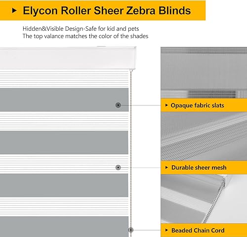 Miniatura 2 de Persianas de cebra para ventanas, persianas opacas con diseño de cebra, persianas para filtrar la luz, material grueso con cadena de cuentas de