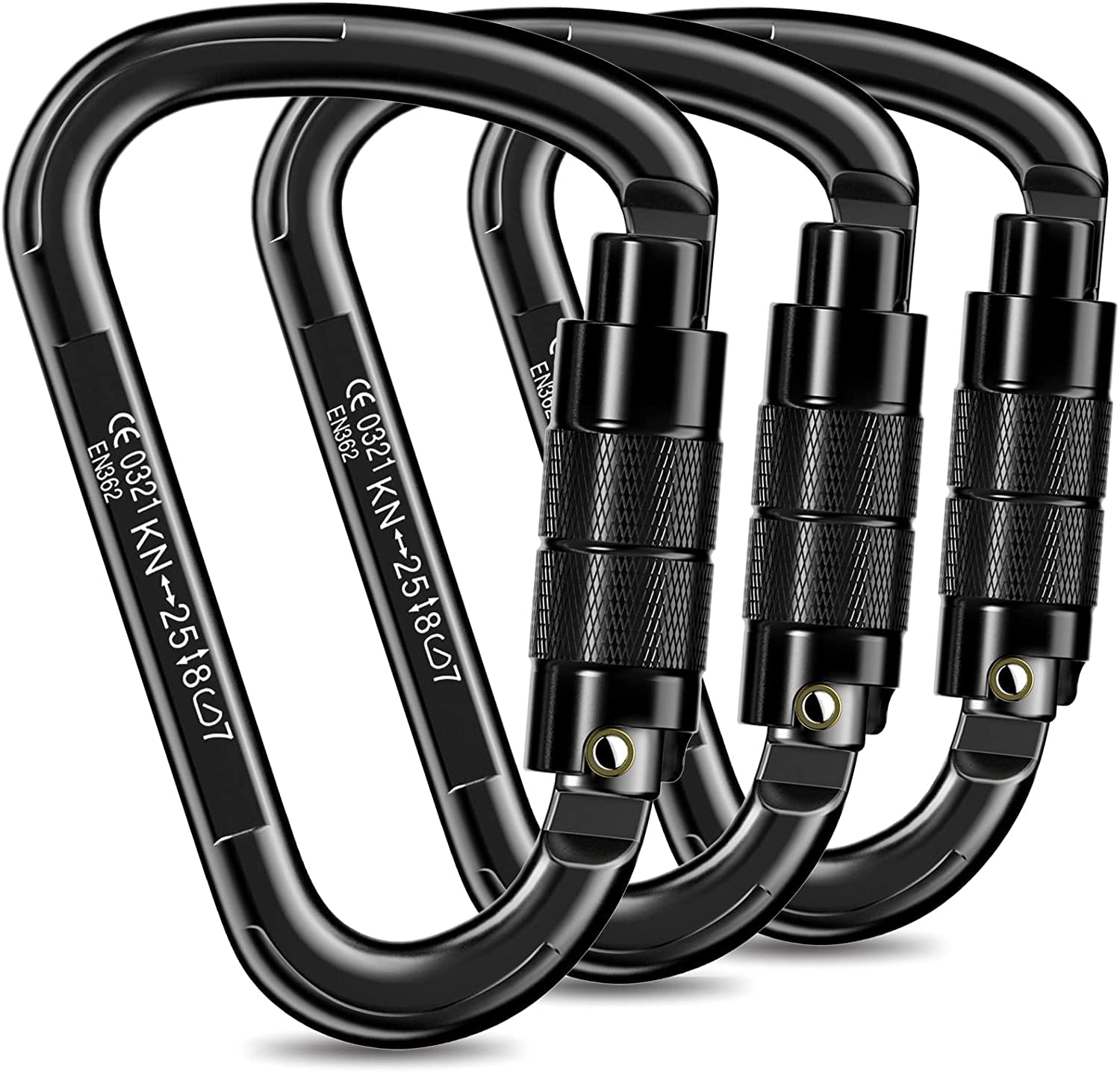 Climbing Carabiner Carabiner Hook, UIAA Certified Carabiner Heavy Duty, 25 KN Car Locking Climbing Carabiner Clips, Climbing Equipment for Band Sling, Swing, Hammock, Absei