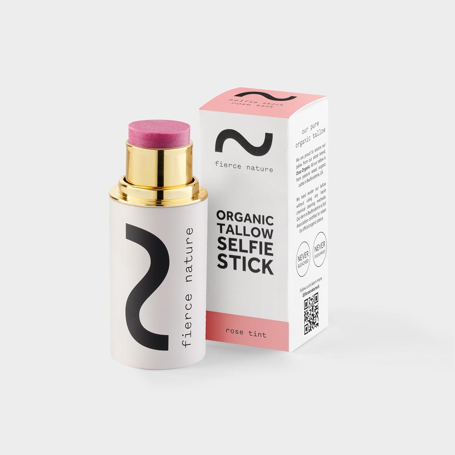 fierce nature Selfie Stick Tallow Balm – 3-in-1 Natural Beauty Stick for Contour, Blush, Lips & Face Moisturizing – Hydrating, Non-Toxic Makeup Balm (Rose Tint)