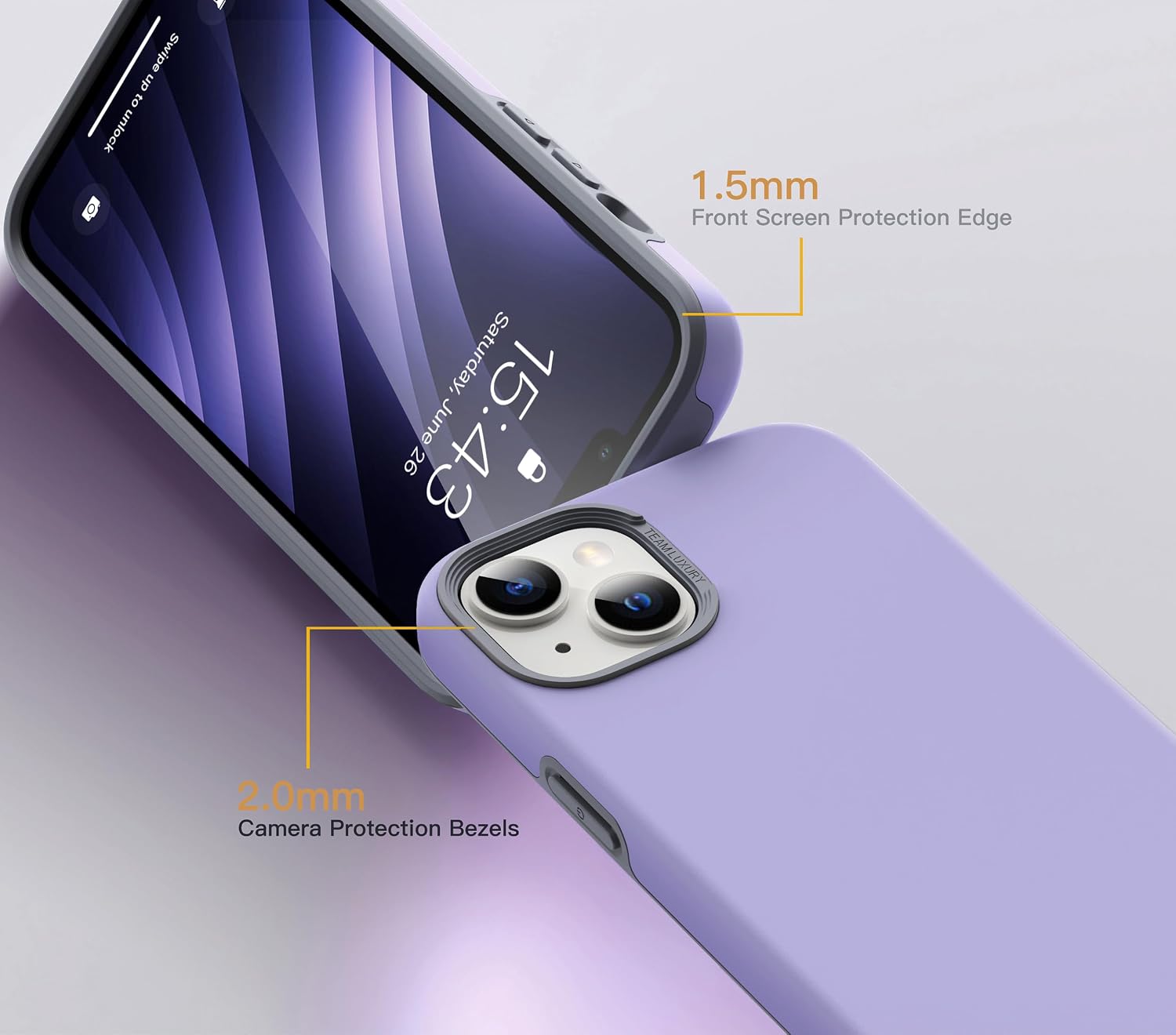 TEAM LUXURY Designed for iPhone 13 Case/iPhone 14 Case, [Ultra Impact Resist] Shockproof Rugged [Anti-Scratch] Protective Case for iPhone 13/14 Phone Case Cover 6.1 Inch, (Lavender Purple)