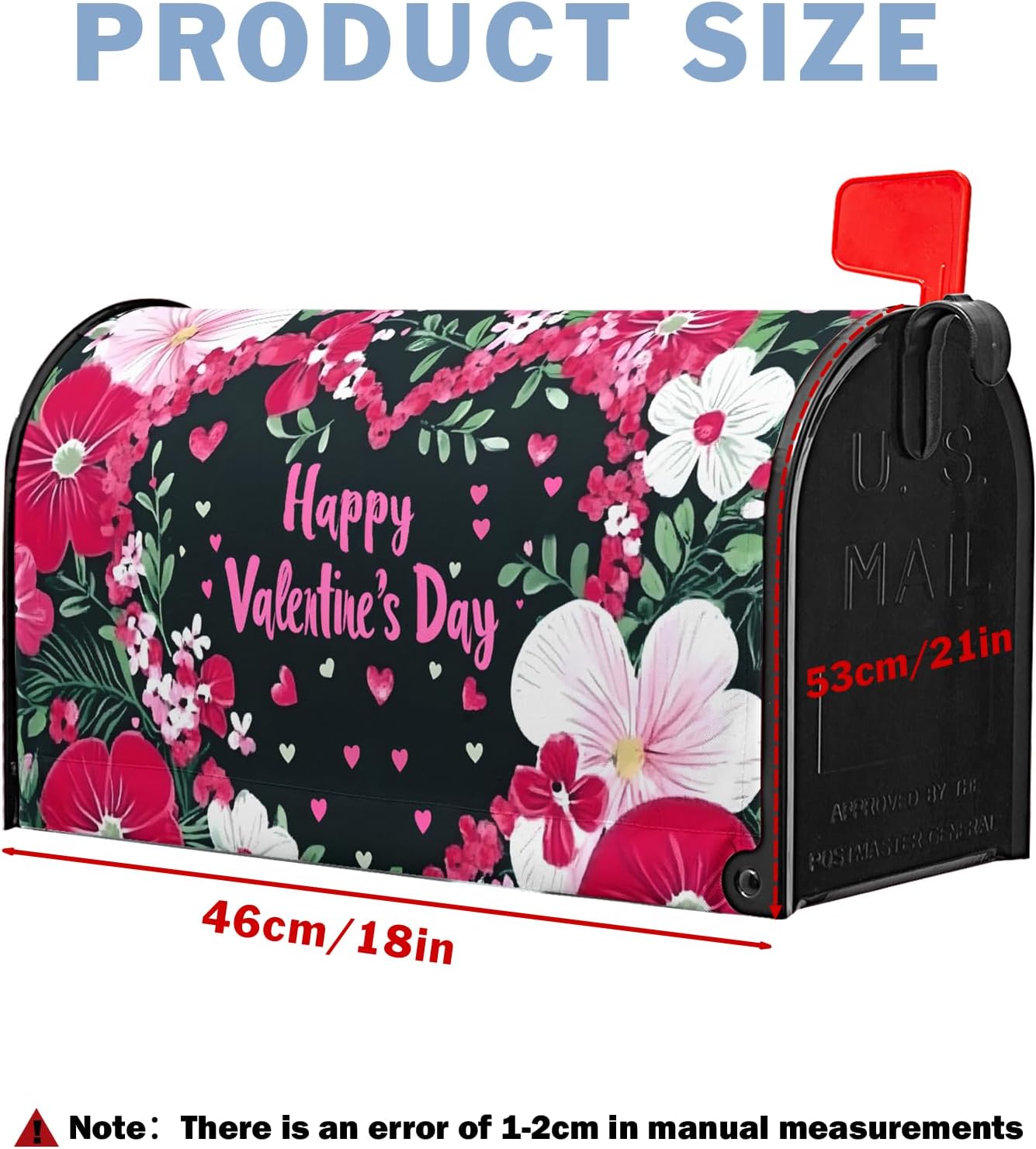 Valentines Day Mailbox Covers Magnetic Valentine Mailbox Cover Floral Flowers Wraps Valentine's Day Post Letter Box 18X 21 for Garden Outdoor Decor