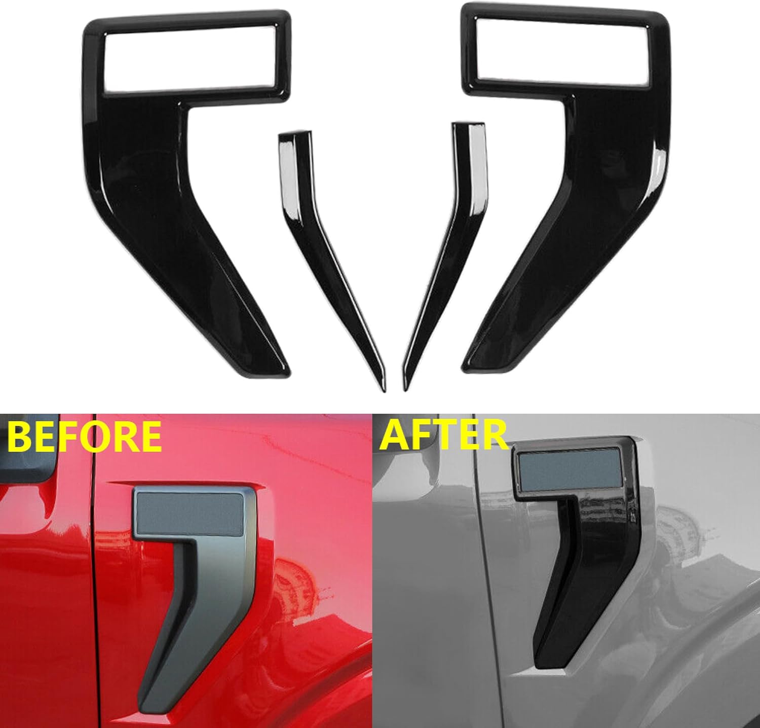 Riloer (Glossy Black) Front Fender Side Air Vent Outlet Trim Cover Exterior Front Air Outlet Vent Cover Kit Compatible with Ford F150 F-150 2021-2022