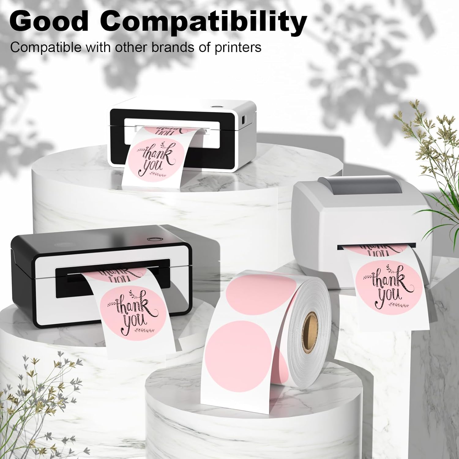 Cute Pink Thermal Labels, 2" Thermal Printer Labels for Name Tag, DIY, QR Code, Self-Adhesive Address Shipping Stickers, Blank Circle Sticker Labels Compatible with Zebra, Rollo,(750 Labels/1 Roll) - Image 5