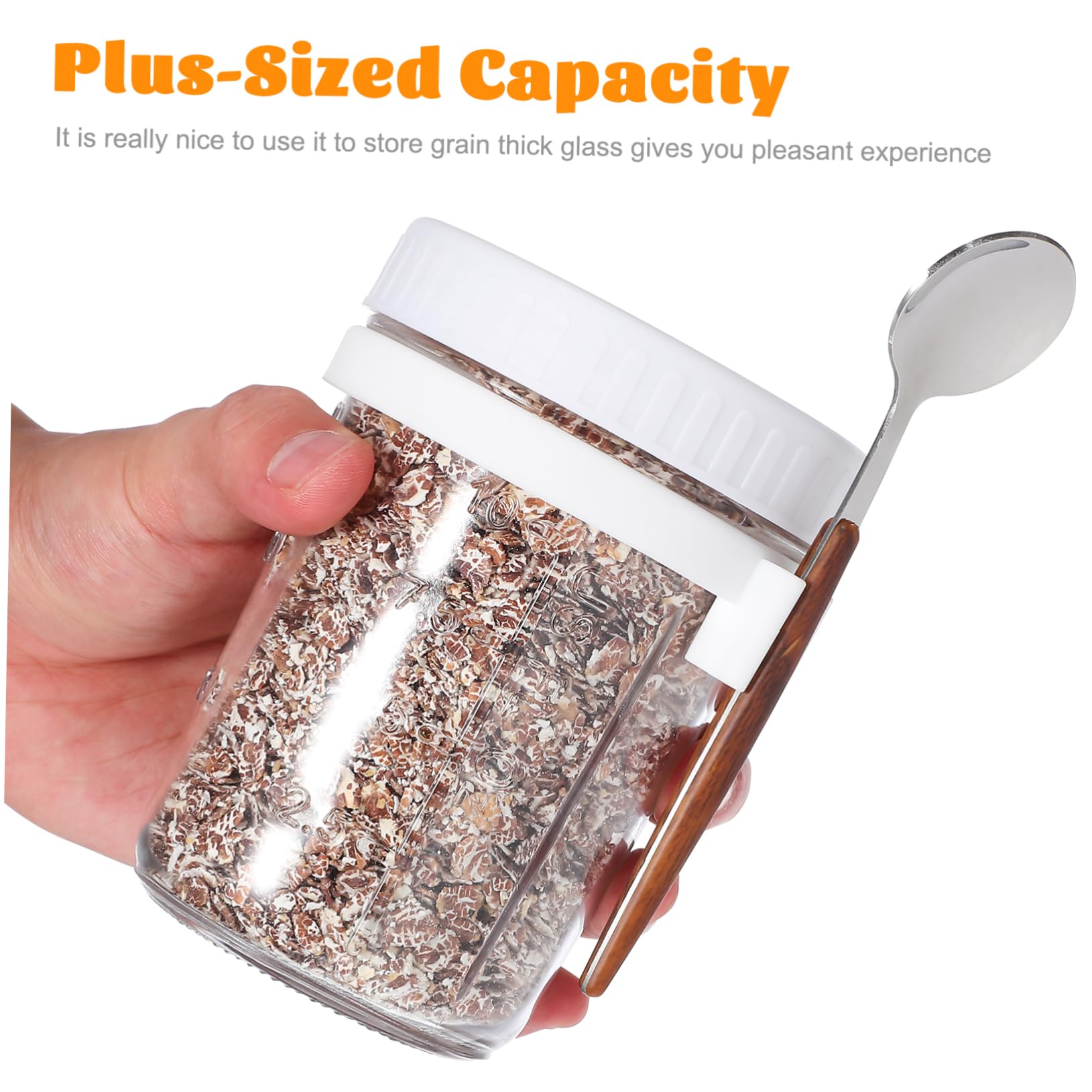 MAGICLULU 4 Stück Glasbehälter mit Deckel und Löffel 400ml Auslaufsicher für Overnight Oats Büro und Schlafsaal Vorratsdose Glas mit Holzdeckel