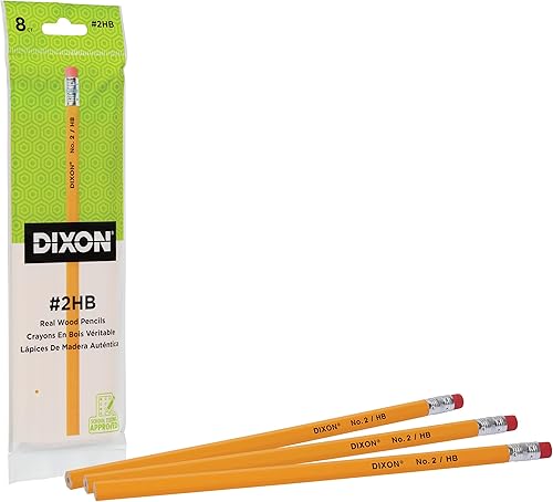 Miniatura 2 de Dixon No.2 2 lápices amarillos, con revestimiento de madera, núcleo negro, #2 HB suaves, 8 unidades (14408)