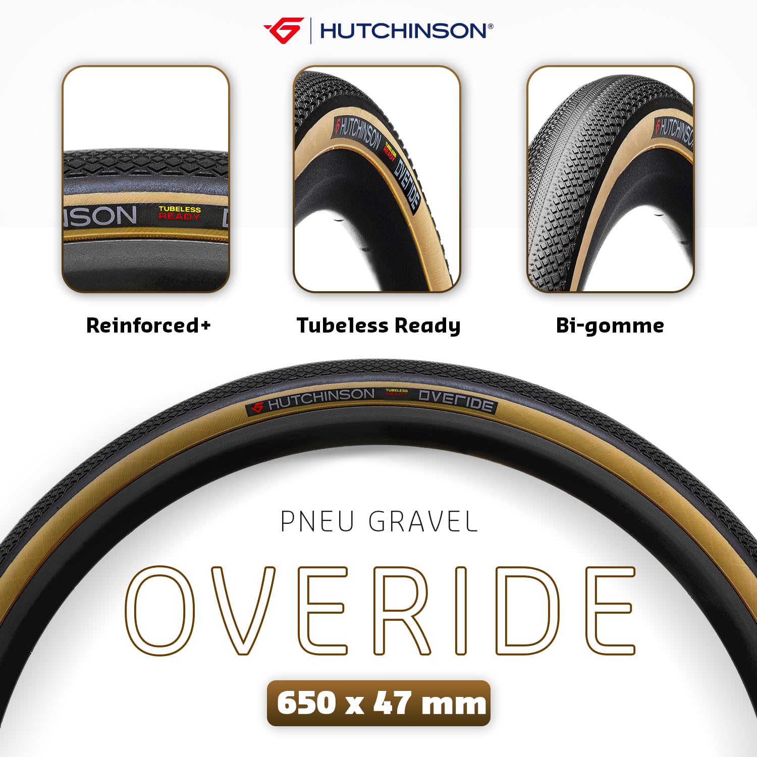 Hutchinson Overide Gravel Folding Tyre // 48-584 (27.5 x 1.8 inches) Tan Skin