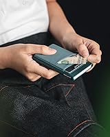 Vista 10 de VULKIT Card Holder with Money Pocket Pop Up Wallet RFID Blocking Slim Metal Bank Card Case Holds 5 Cards and Notes Gris (Space Grey)