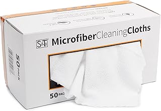 S&T INC. 524601 Microfiber Cleaning Cloths, Reusable and Lint-Free Towels for Home, Kitchen and Auto, 50 Pack with Box, As...
