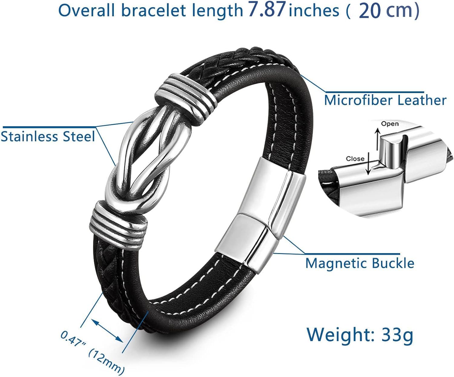 Mother and Daughter Forever Linked Together Braided Leather Bracelet, Inspirational Wristband for Women Stainless Steel Infinity Knot Engraved Leather Bangle Daughter Gift from Mom - Image 6