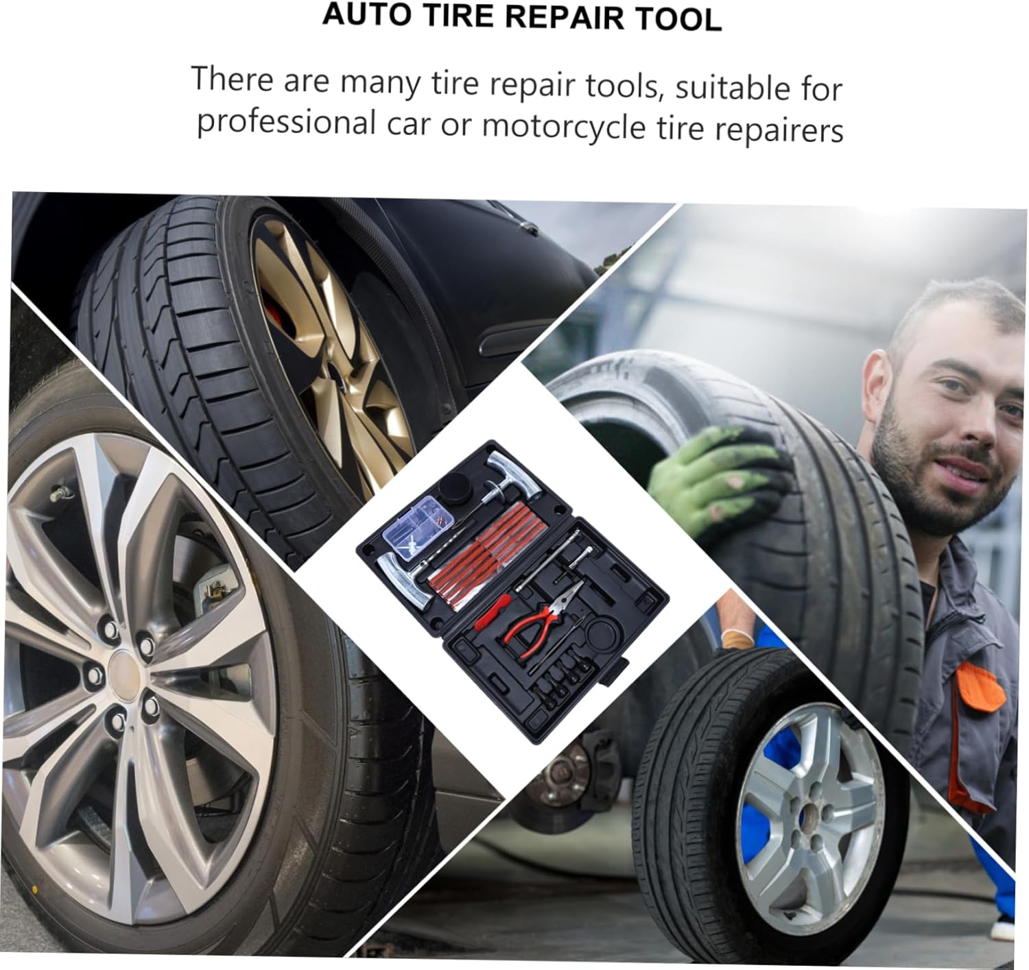 67pcs Tire Repair Tool Kit for Car Truck Off-Road Vehicle Easy to Use Essential for Tire Repairs Includes All Necessary Accessories