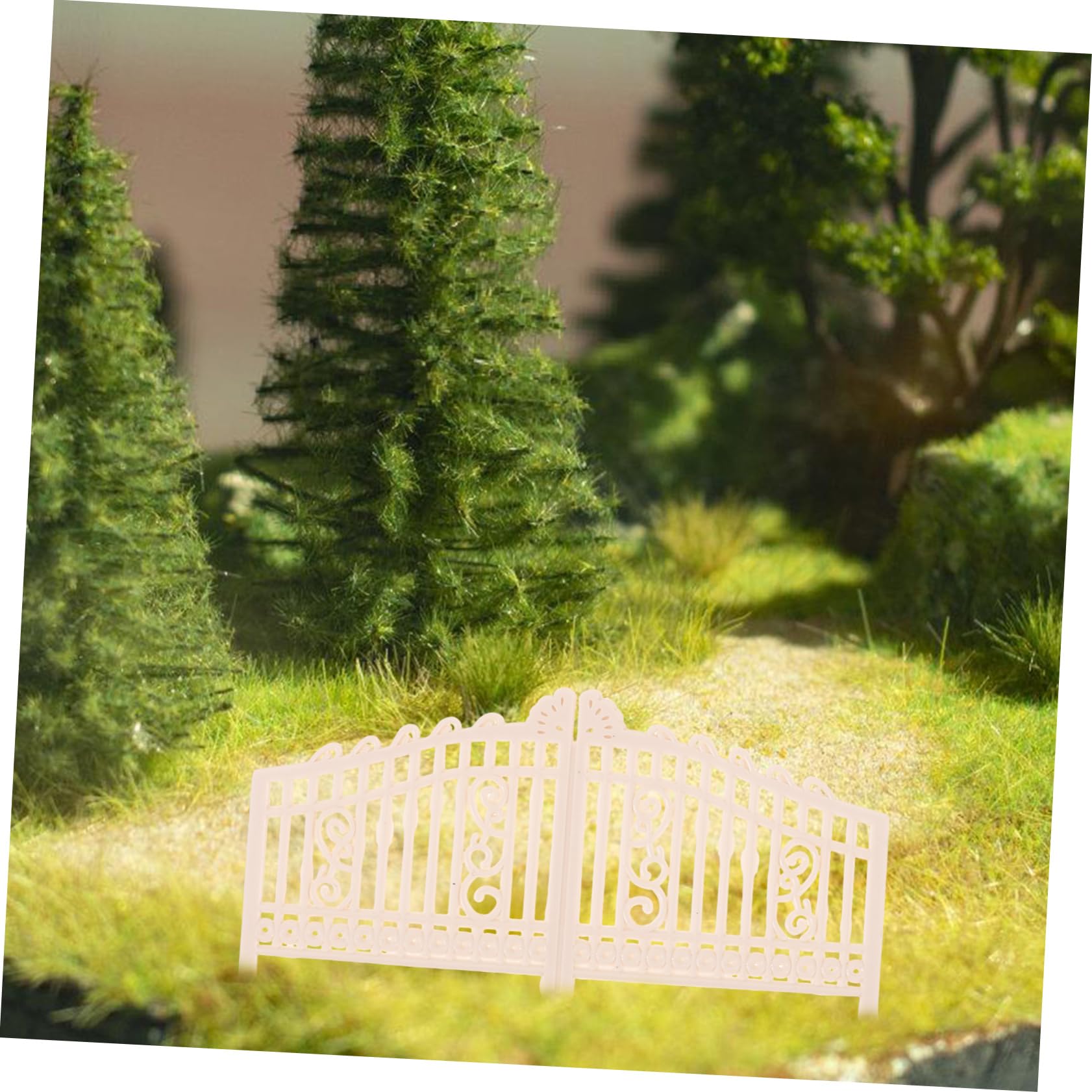 Cancello Miniatura da Giardino Beige in Plastica 5 Pezzi | Casa in Scala e Micro Paesaggi Fai da Te, Struttura Flessibile, Adatto a Decorazioni per Ragazzo Ragazza