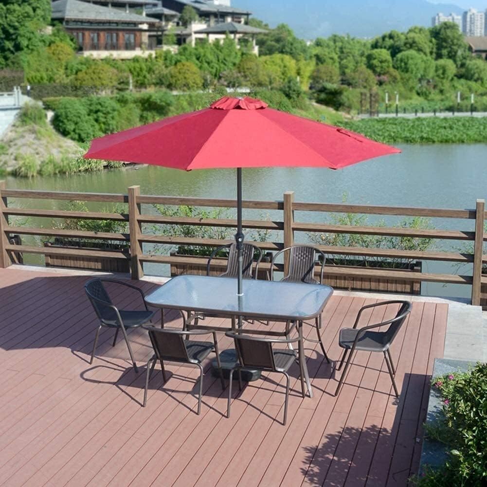 Sun Parasol Umbrella Garden Parasol 9ft Patio/Garden Parasol with Crank Perfect for Outdoor Yard, Beach Commercial Event Market,g, Poolside (Wine Red)
