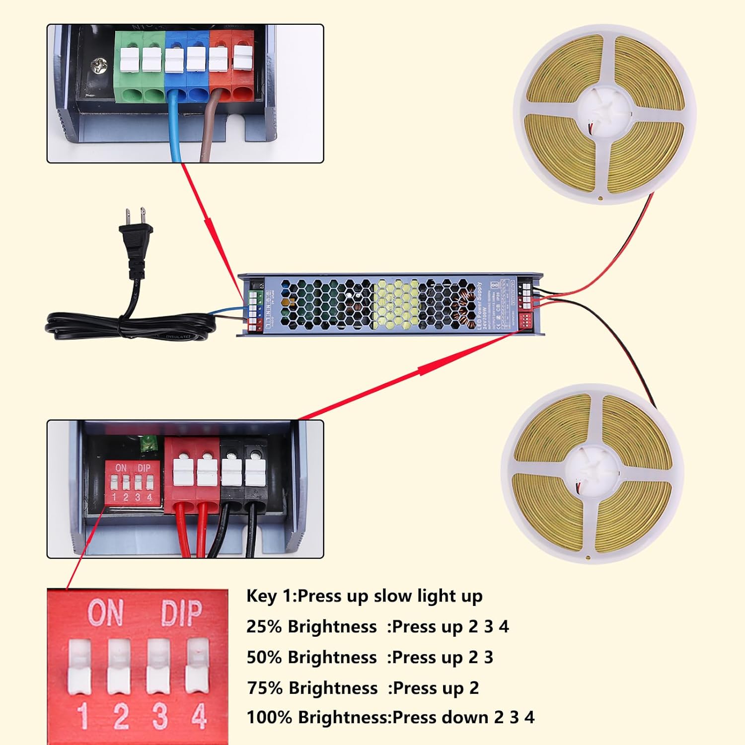 24V 15MM Wide COB LED Strip Light 32.8ft (2 Rolls of 16.4ft), 4000K Natural White Super Bright 25W/M 2750LM/M CRI 92 LED Tape Lights with Power Supply for Living Room Commercial