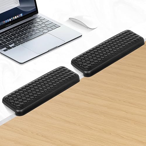 L-Shaped Desk EdgeRest, 2-Piece Set,Desk Elbow Pad, Ergonomic Design, Suitable for Desk and Table Edge, Memory Foam Material, Non-Slip and Wear-Resistant, Black Oval（Leather） - Leather