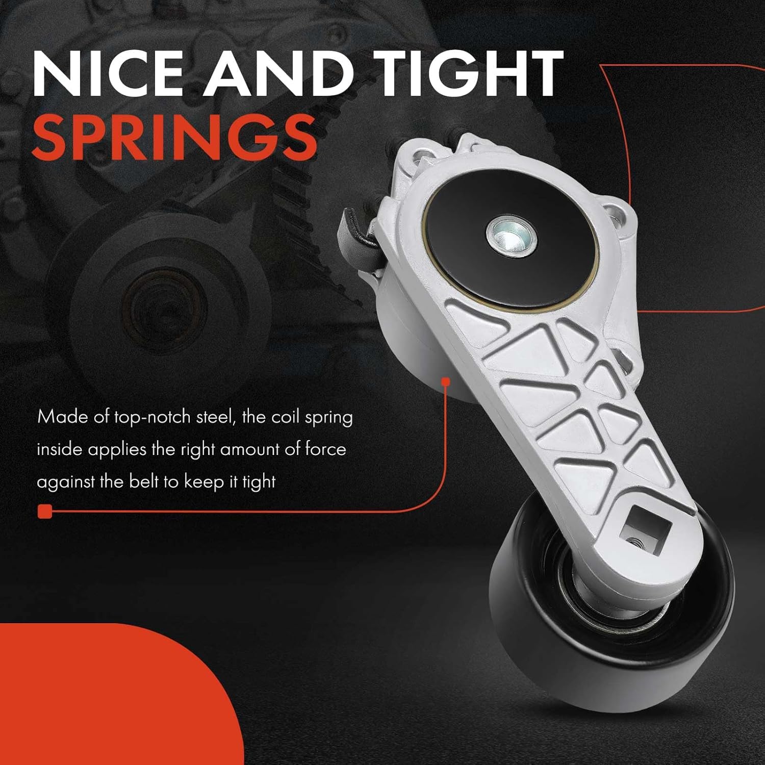 A-Premium Belt Tensioner Assembly with Pulley Compatible with Ford F-150 2010-2014, F-250/F-350 Super Duty 2011-2022, F-350 2015-2016, E-350/E-450 Super Duty 2017-2019, Lobo 2011-2014, 6.2L