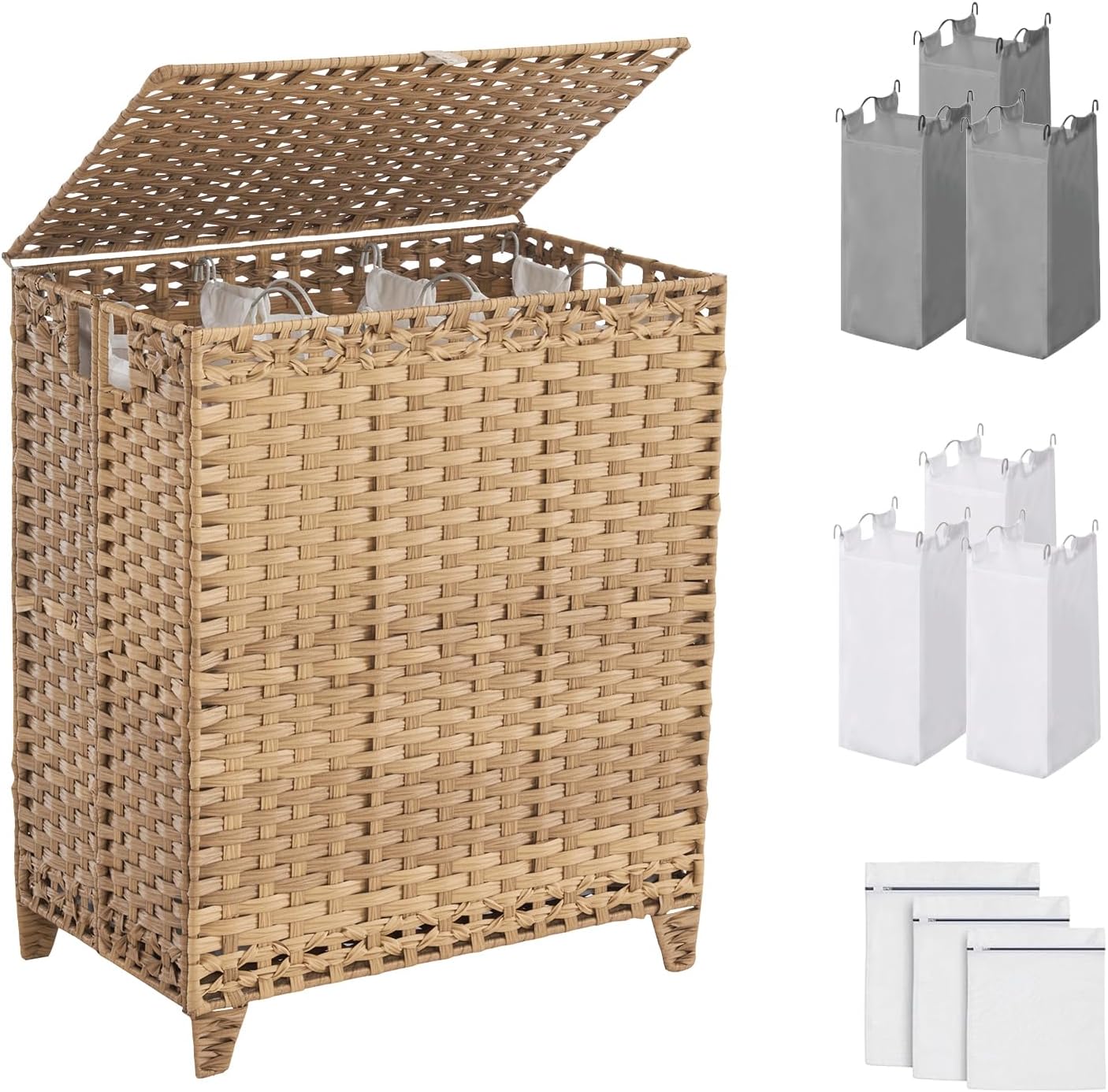 Laundry Hamper with Lid, 190L Large Laundry Basket 3