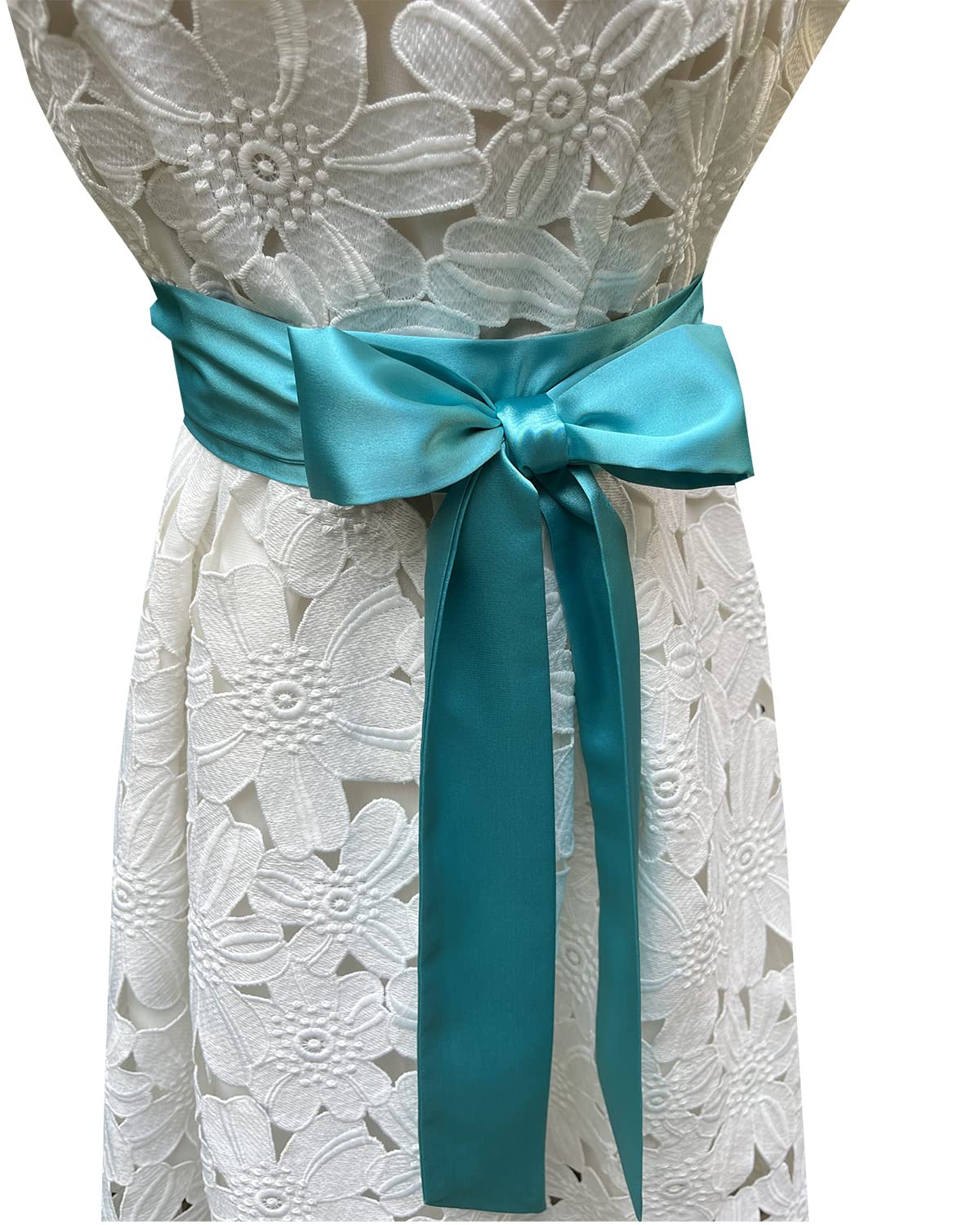 LORDRIE Wedding Satin Sash Bridal Belts For Special Occasion Dresses, Tiffany, Medium