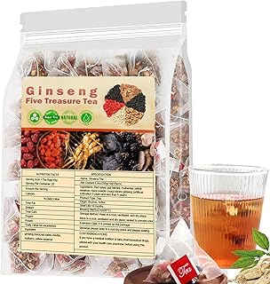 Ginseng Five Treasure Tea - Kidney Tea Formula Ginseng Five Treasure Wubao Herbal Cleanse Chinese Teas for Men Women (1Pack(25Bags))