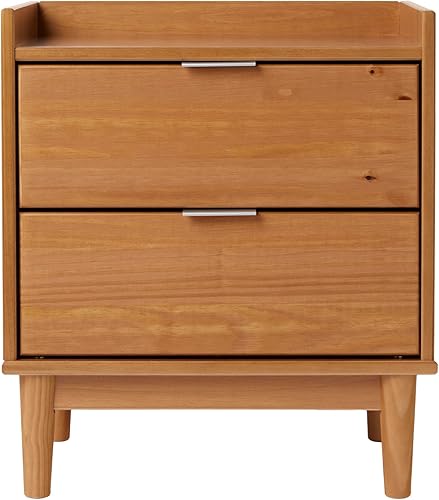 Miniatura 4 de Walker Edison Blythe Mid-Century Modern Tray-Top - Mesita de noche con 2 cajones, 20 pulgadas, caramelo