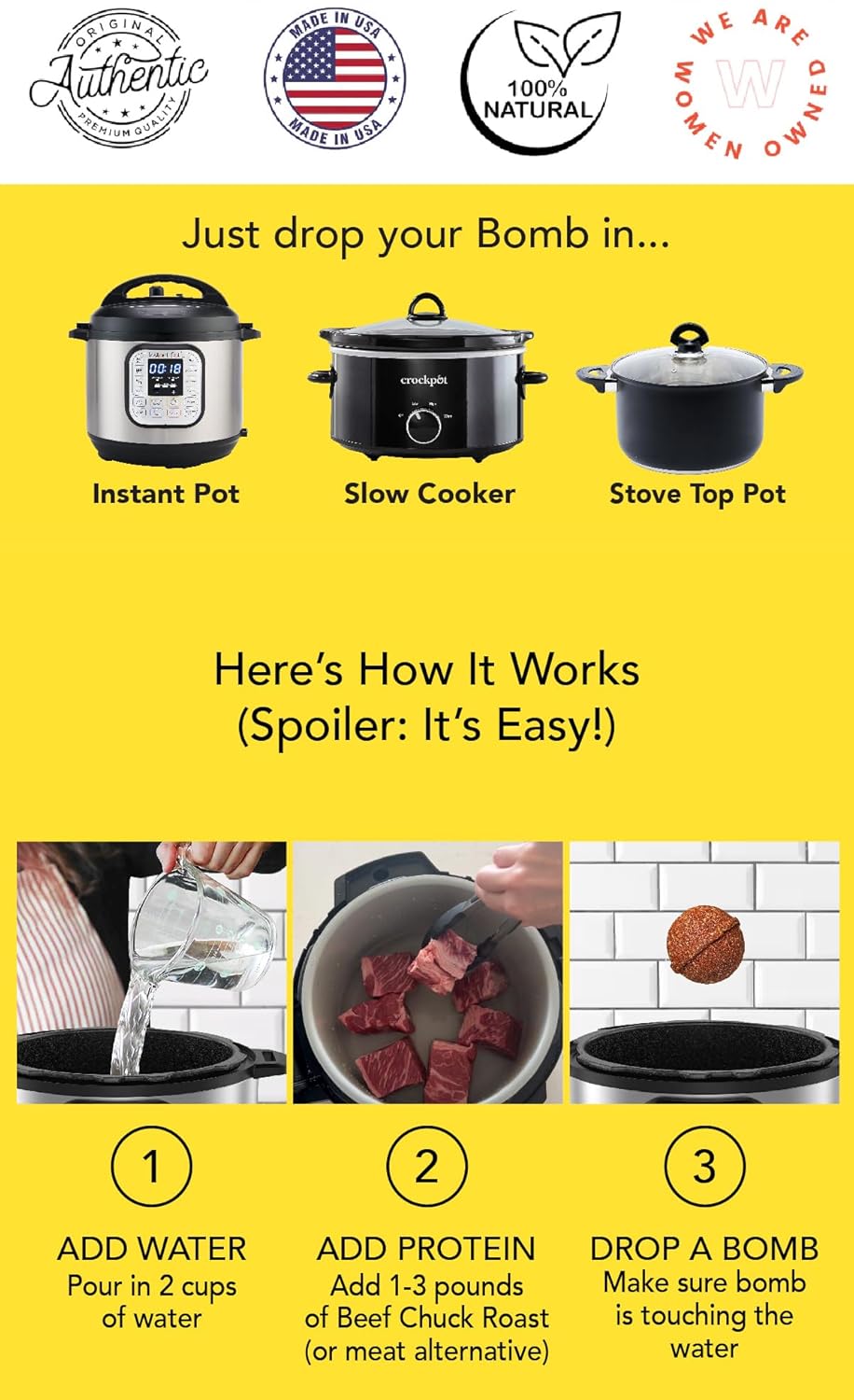 The Ultimate InstaBomb Flavor Bomb Bundle: Birria & Pot Roast - bold Mexican flavors and traditional American home-style cooking. 12 servings per jar. Just add water! Set it and forget it! Vegan Friendly. Slow Cooker, Instant Pot, Stove Top.