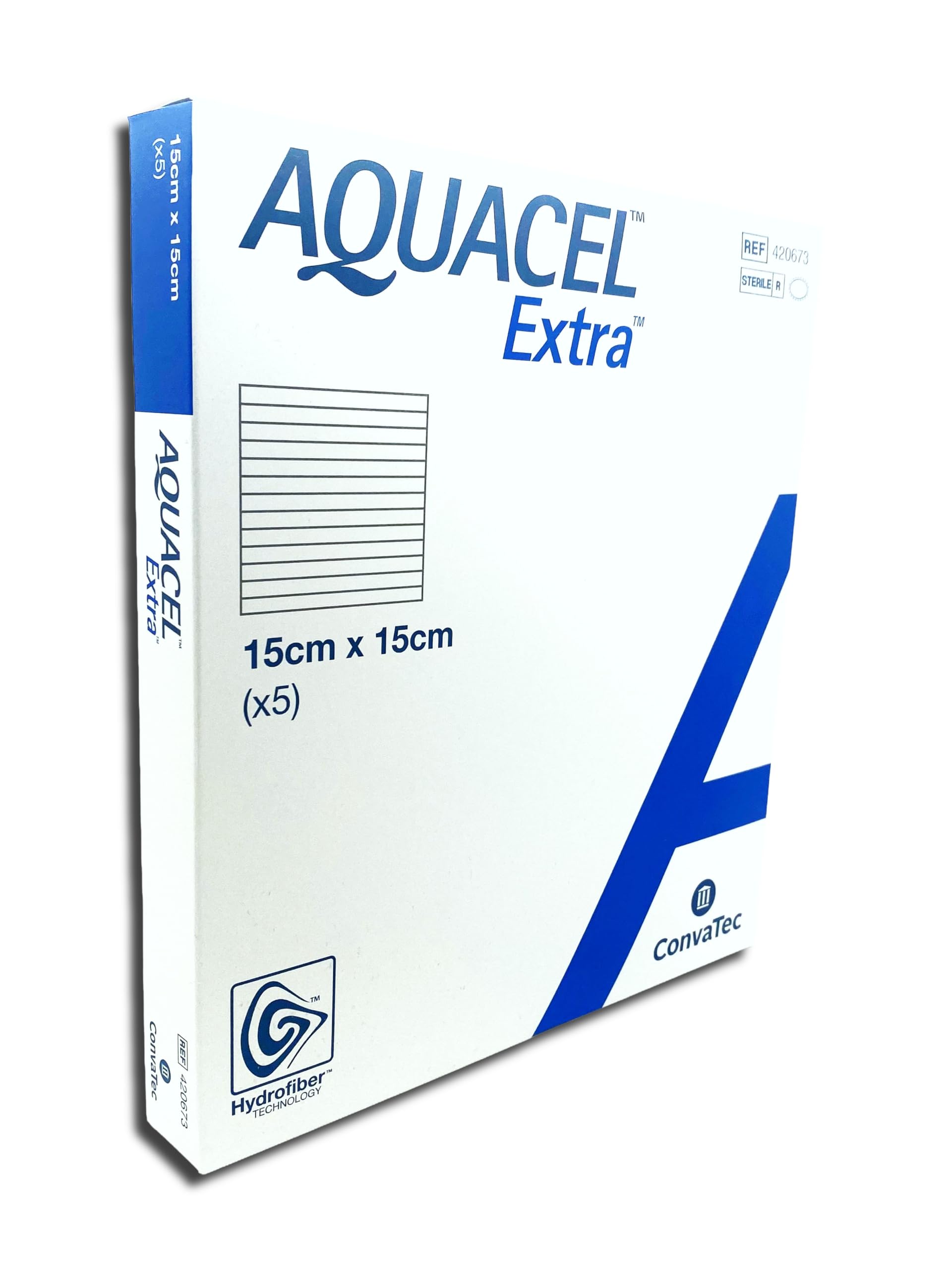 Aquacel Extra 15x15 cm (Envase de 5) - Apósito de Hidrofibra de Alta Absorción para Heridas y Úlceras - Tecnología Hydrofiber.
