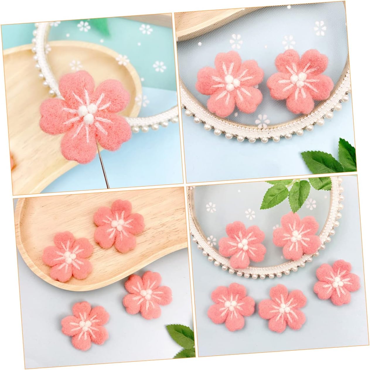 Gadpiparty 10pcs Handmade Wool Felt Flowers Adorable Floral Hair Accessories for Clothing Hats and Crafts for Girls Decorations and Photography Props