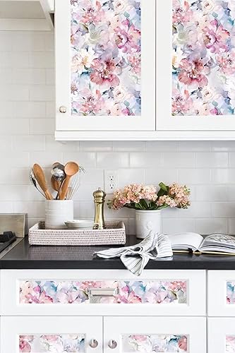 Miniatura 4 de Blooming Wall DPYA09 - Papel tapiz autoadhesivo con diseño de flores románticas antiguas, decoración de pared