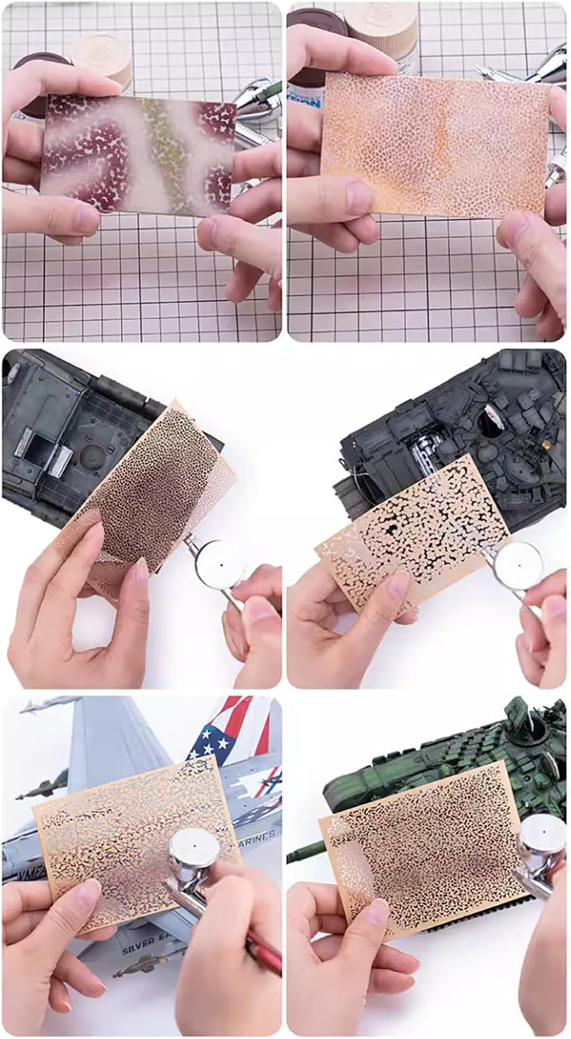 4Pcs Model DIY Weathering Airbrush Stencils Tools for 1/72 1/35 Model Painting, 105X74.25mm US