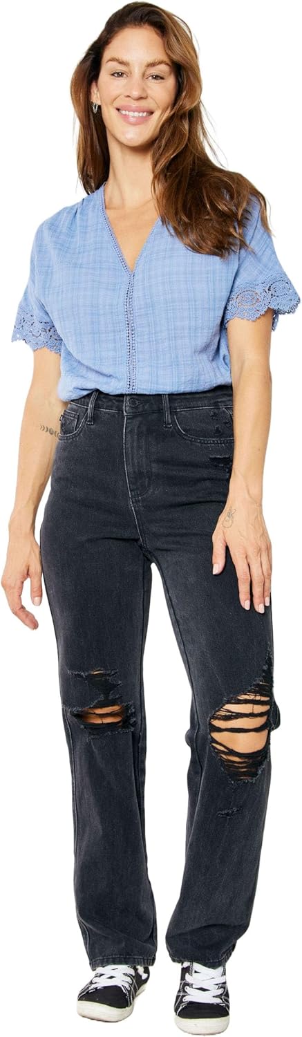 Judy Blue HIGH Waist Rigid Magic 90'S Knee Destroy Straight