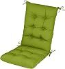 RIMEPATIO Outdoor High Back Chair Cushion 120x45cm, 8cm Thick Tufted Waterproof Rattan Seat Pad with Ties for Garden & Patio Dining Chairs, Loungers, Recliner, Green