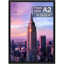 Golden State Art, A2 Black Photo Frame - Solid Wood And Display 16.5X23.4 Picture Without Mat Wall Display