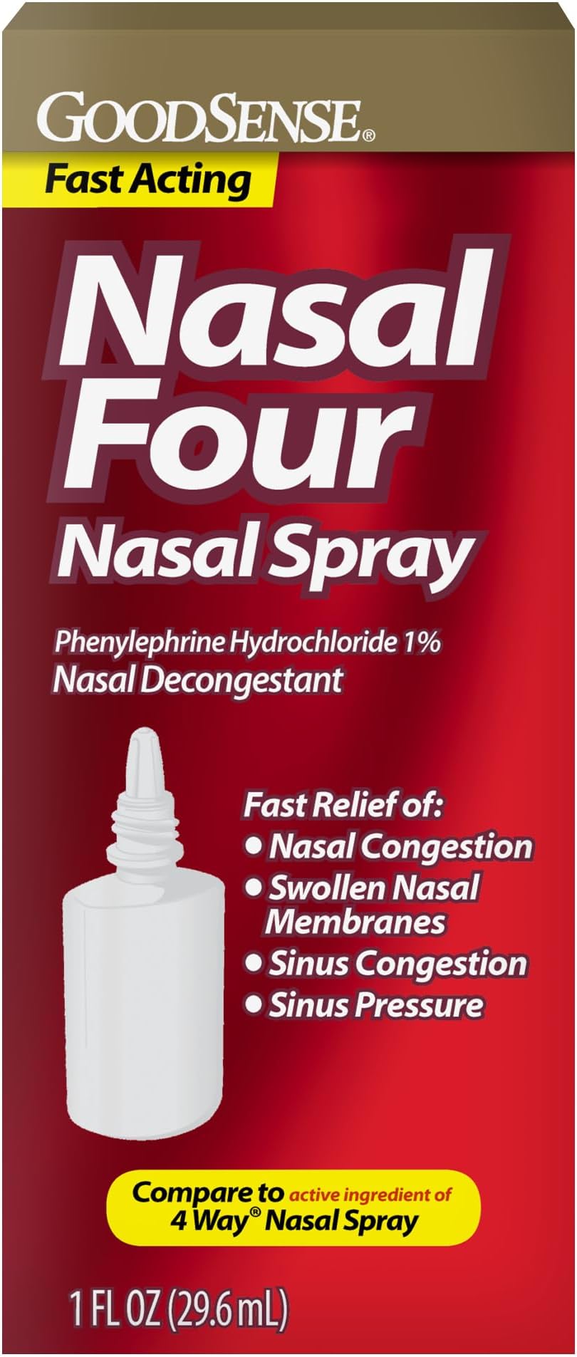 GoodSense Nasal Four Nasal Spray, Phenylephrine Hydrochloride 1 Percent, Nasal Decongestant