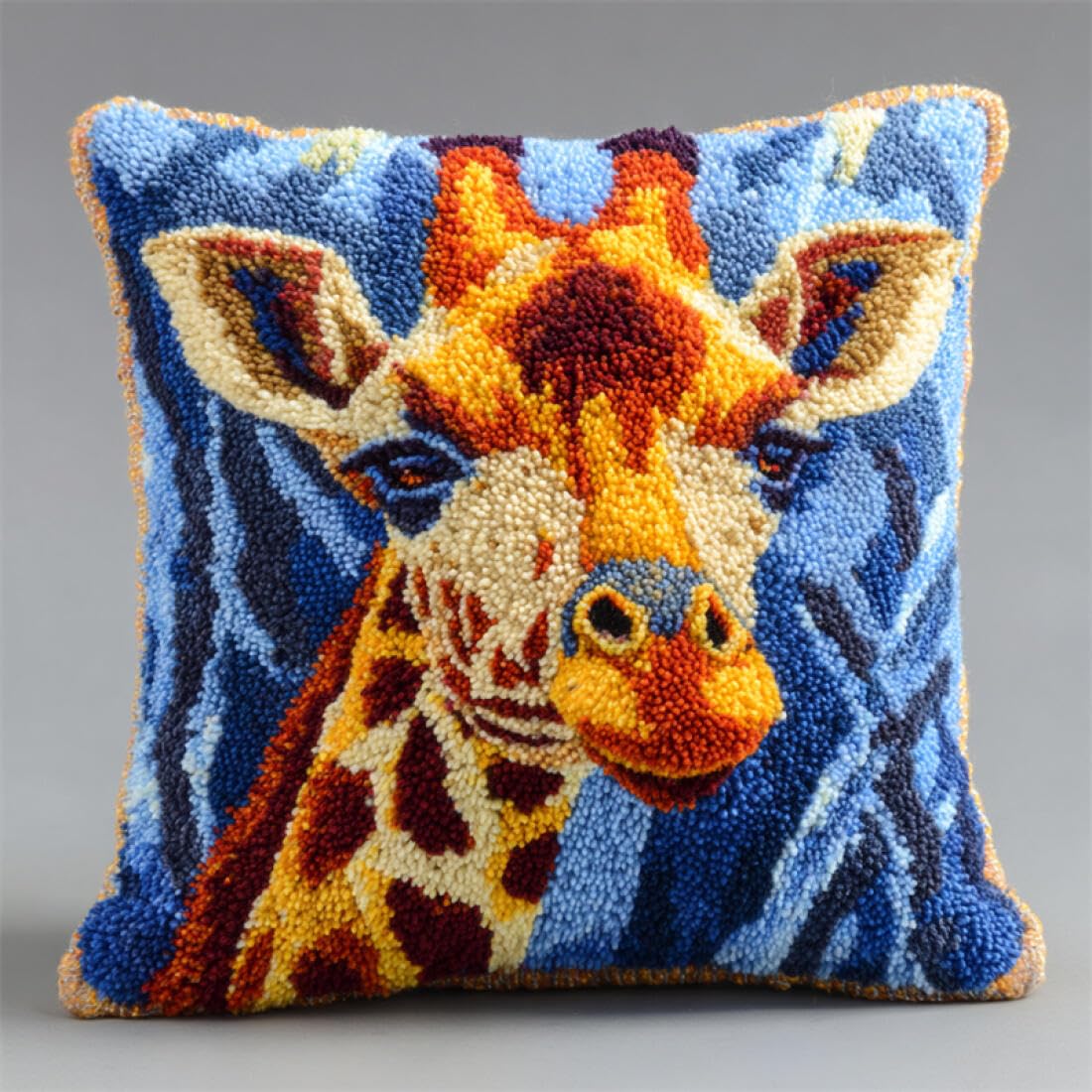Kitquiver Animal DIY Latch Hook Kit Cartoon Giraffe Latch Hook Kit for Adults Beginners Embroidery Crochet Set DIY Throw Pillow Covers Kits 17x17In