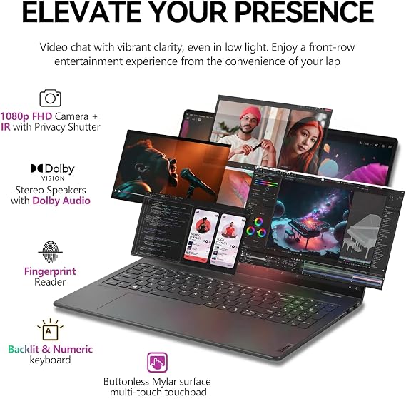 Lenovo 2025 Yoga 7i 2 in 1 Laptop Touchscreen, 16 FHD+ 360 Foldable Touch Screen Convertible, Intel 12-Core Ultra 7, Windows 11|Backlit 10-Key|Fingerprint|16GB DDR5 RAM 1TB SSD+512GB Portable SSD