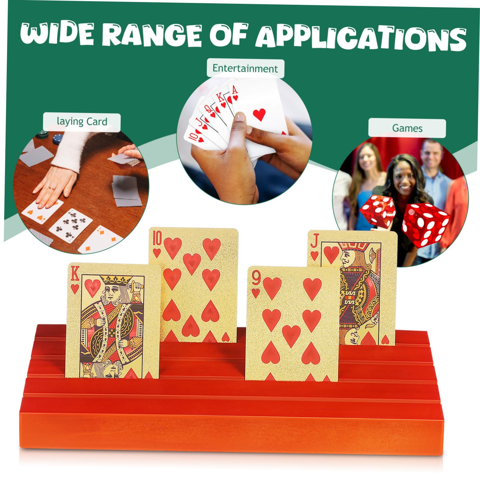 VICASKY 2 Soportes para Cartas de Juego de Madera Marrón, Base para Naipes, Acceso Fácil y Comodidad en Partidas, 2 Piezas