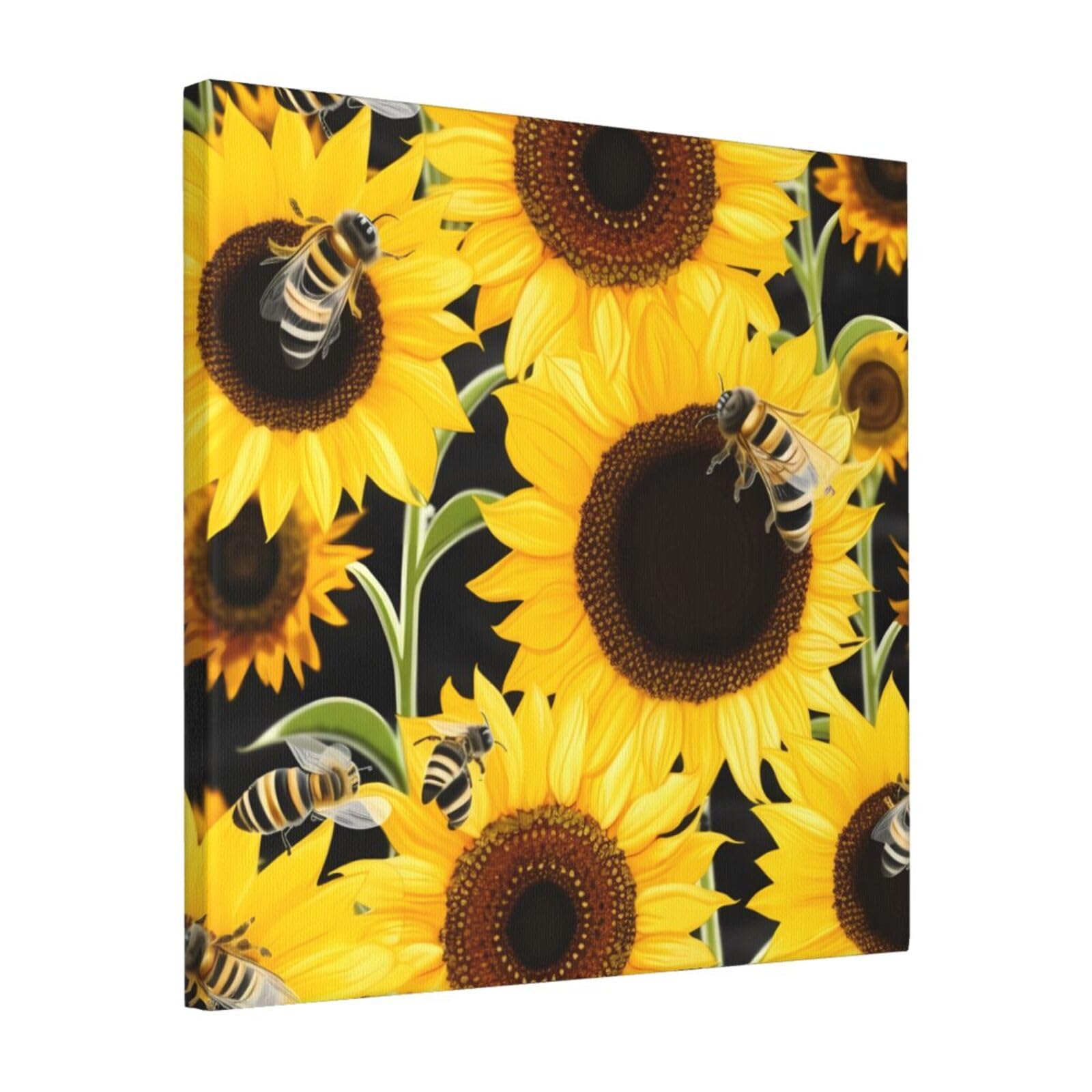FodPand Sunflower Bees Canvas Wall Art for Living Room Wall Decor 16"x16" Modern Artwork Painting Pictures Hanging Canvas Prints Aesthetic Wall Art for Bedroom Bathroom Office Wallart Decor