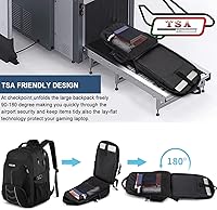 Vista 5 de Mochila extra grande para hombres 55L, 18.4 pulgadas, mochila de viaje para portátil con puerto de carga USB, mochila de computadora de gran