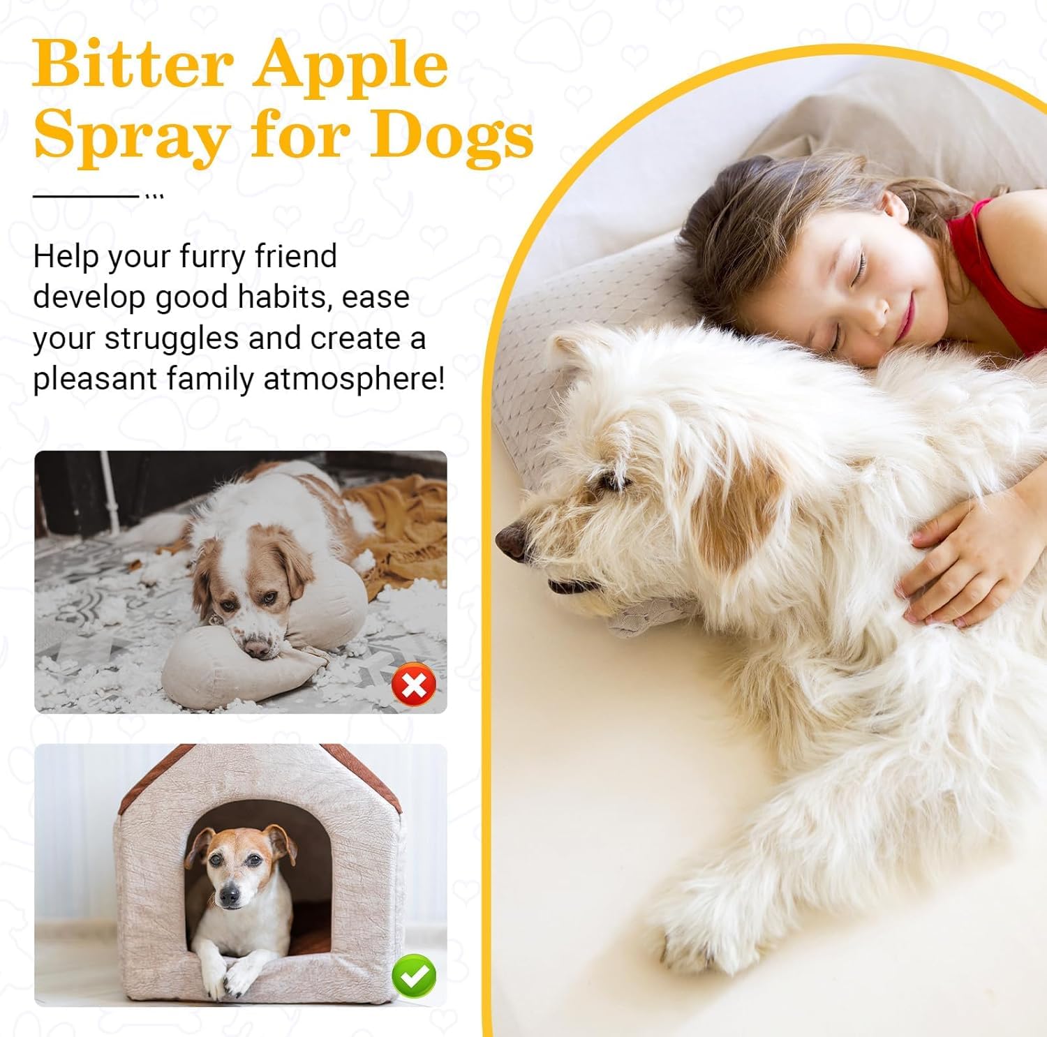 No Chew Spray for Dogs, Bitter Apple Spray for Dogs to Stop Chewing, Indoor or Outdoor Deterrent Training Corrector for Furniture Protection, Anti Marking, Anti-Scratch