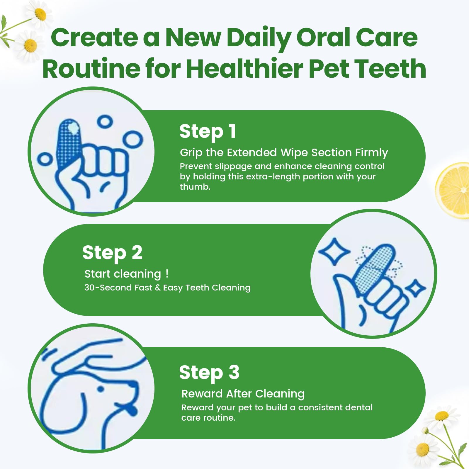 Dog Dental Care Wipes - 60Ct Tooth Brushing kit, Heavy Duty Teeth Cleaning for Dogs & Cats, Remove Tartar & Plaque, Dog Breath Freshener, Dog Toothbrush & Toothpaste Alternatives - image 7