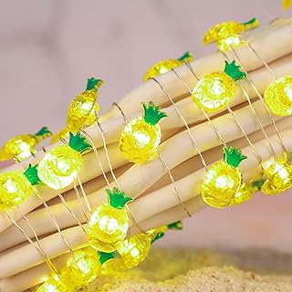 Holitown Pineapple String Lights,10ft 30LEDs Ananas Summer Theme Fairy Lights with Remote,Battery&USB Powered for Home Dec...