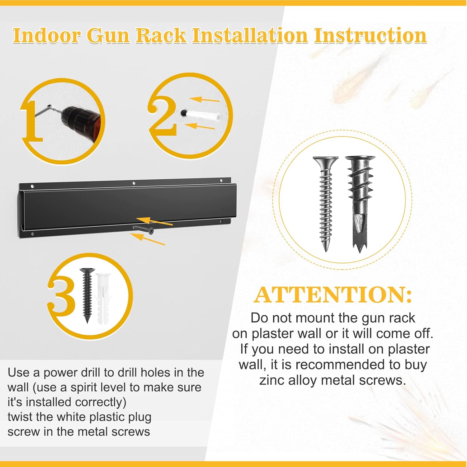 Nonkky Gun Rack, 3 Slots Adjustable Gun Racks for Wall, Heavy Duty Steel Indoor Gun Racks Holds up to 150 Lbs, Rifle Rack Display Stand with Soft Padding : Sports & Outdoors