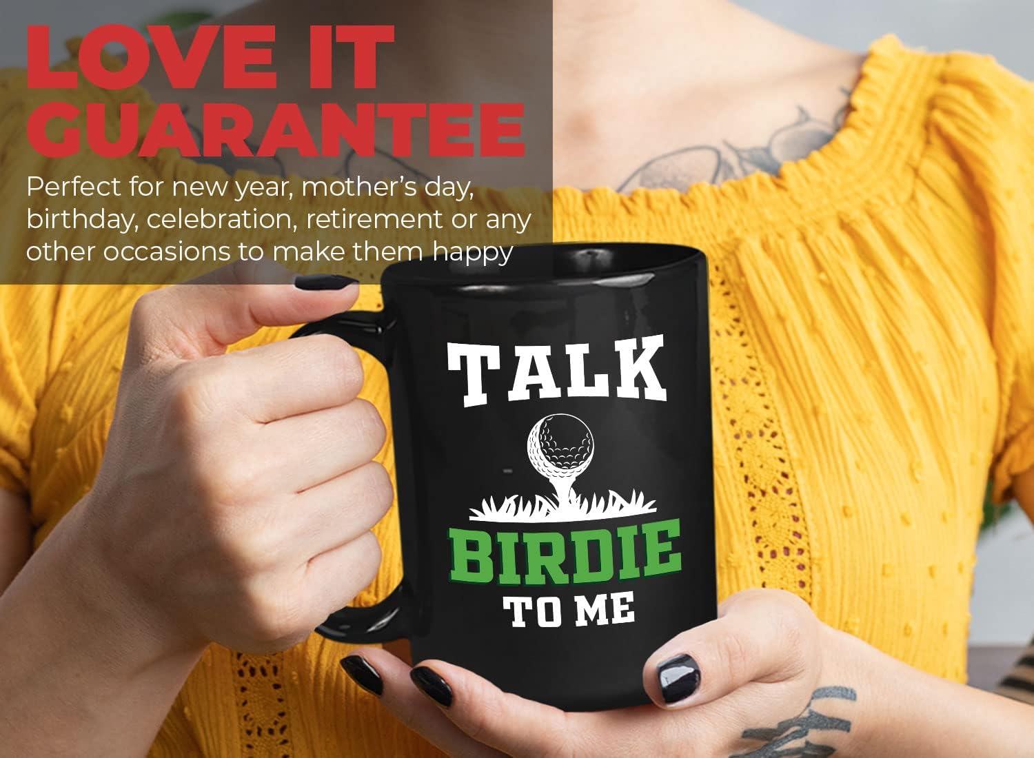 Bubble Hugs Golfer Coffee Mug 15oz Black - Talk Birdie to Me - Golfer Golfing Humor Funny Forecast Drinking After Club Course Birdie Bags Sports