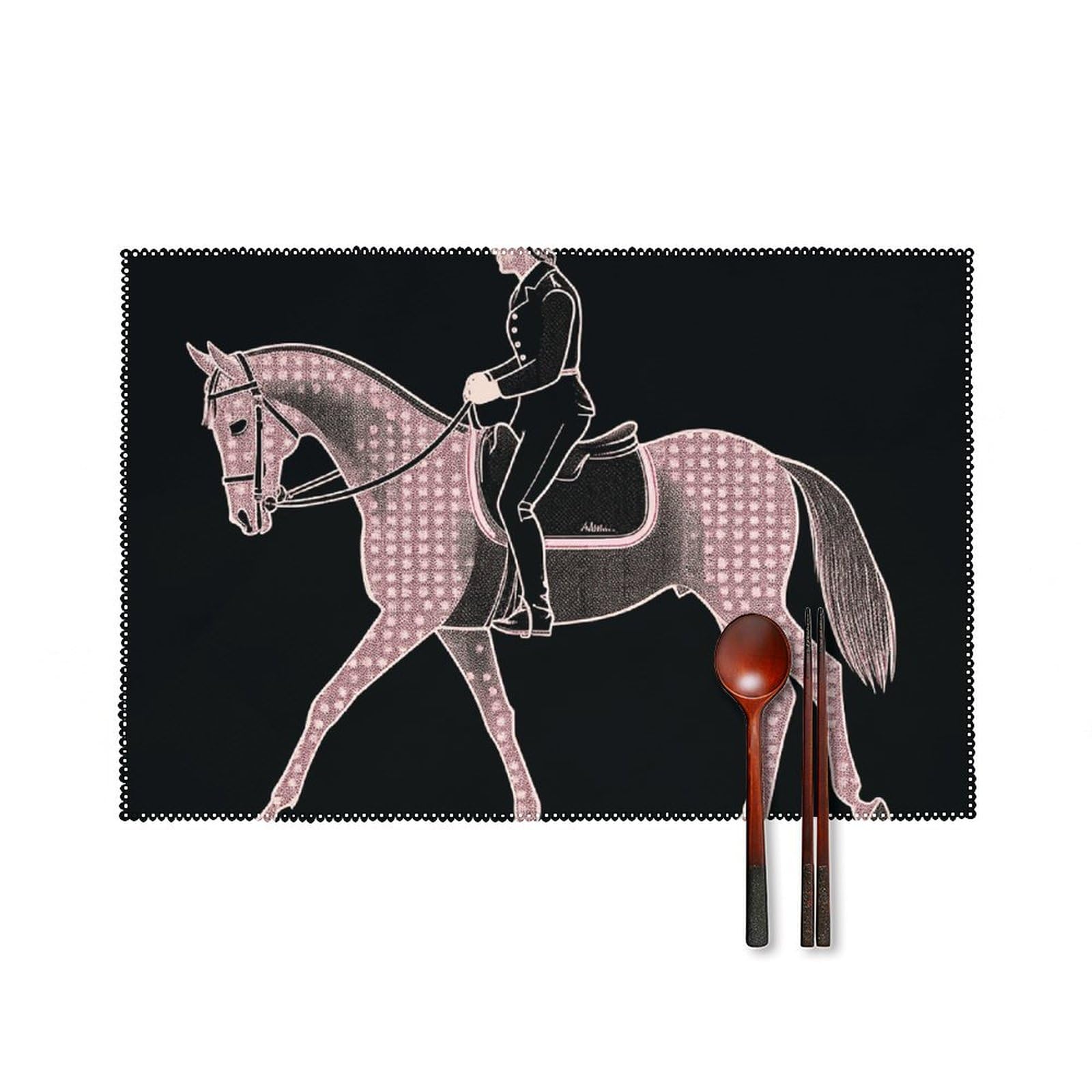 Set de table en toile lavable motif cheval protection table cuisine salle à manger