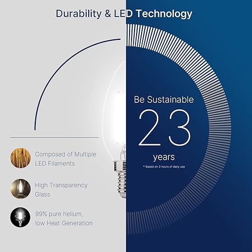 Miniatura 9 de FLSNT Bombillas LED E12 regulables de 5000 K de luz diurna B10, bombillas LED equivalentes a 40 W, 450 LM, acabado de vidrio transparente, paquete