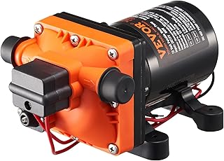 VEVOR Bomba de Diafragma 12 V 11,36 L/min, Bomba de Agua de 4 Cámaras con Interruptor de Presión Automático Ajustable de 40 a 100 PSI, 55 PSI, Puerto MNPT de 12,7mm para Camión de Comida, Autocaravana