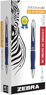 Zebra Pen SARASA X10 Retractable Gel Pen, Blue Ink, 0.7mm, 12-Pack
